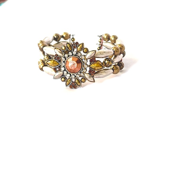 COLDWATER CREEK Tri-tone Antiqued Rustic Flower Cuff - Picture 8 of 9